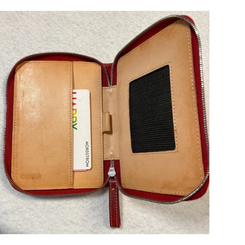 Coach 4321 Red Signature Embossed Leather Palm PDA Organizer Case Vintage